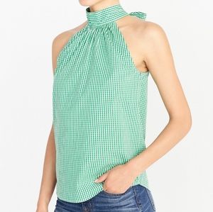 J.Crew Gingham Tie-Up Mock Neck Tank Blouse
